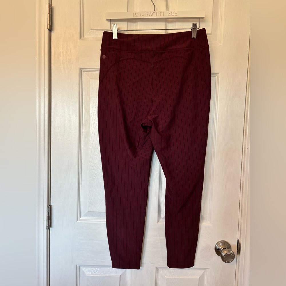 HALARA NWT large women’s Burgundy Pinstripe Ponte Pants 7/8 length - Picture 2 of 7